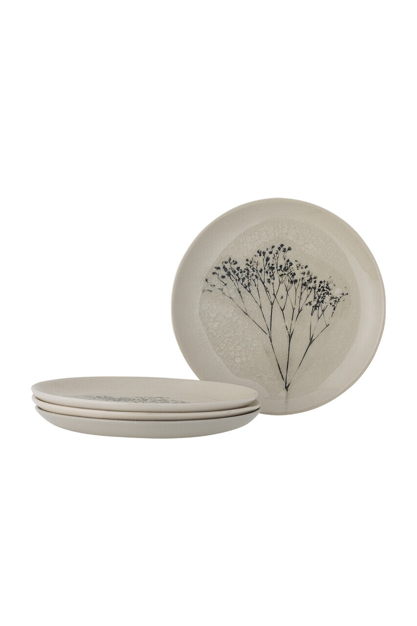 Set 4 farfurii desert, Bloomingville, Bea, 21x2 cm, ceramica, natural - imagine 4